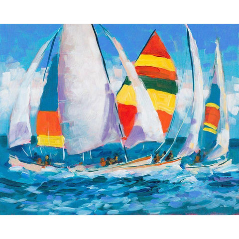 Wide Sails  Black Modern Wood Framed Art Print by Slivka, Jane
