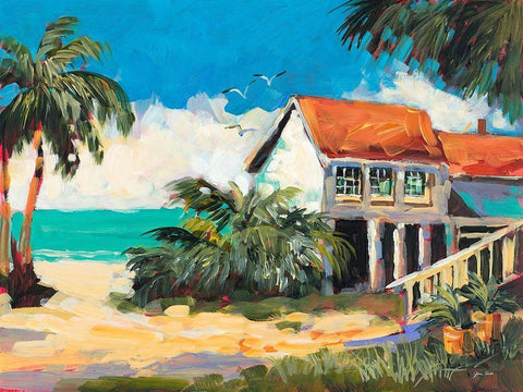 Tropical Getaway White Modern Wood Framed Art Print with Double Matting by Slivka, Jane