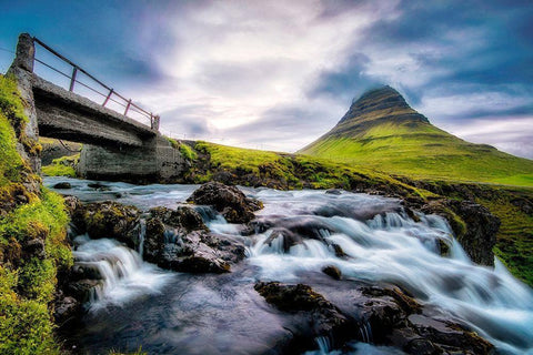 An Evening at Kirkjufellfoss White Modern Wood Framed Art Print with Double Matting by Amos, Andy
