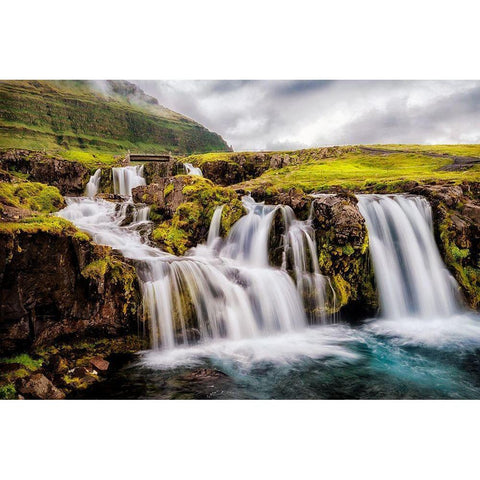 Beneath the Falls Black Modern Wood Framed Art Print by Amos, Andy