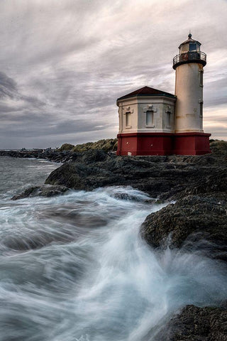 Lighthouse Panel White Modern Wood Framed Art Print with Double Matting by Amos, Andy