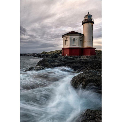 Lighthouse Panel Black Modern Wood Framed Art Print by Amos, Andy