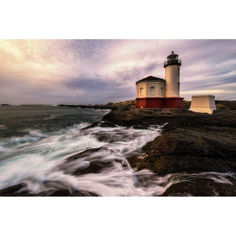Lighthouse Black Modern Wood Framed Art Print with Double Matting by Amos, Andy
