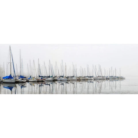 Sailing Boats Panel Black Modern Wood Framed Art Print with Double Matting by Amos, Andy