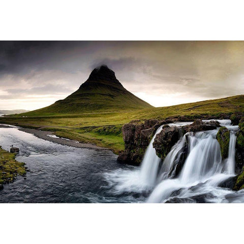 Close to the Falls White Modern Wood Framed Art Print by Amos, Andy