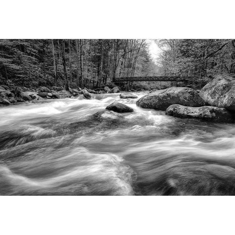 Flow Of The Creek Black Modern Wood Framed Art Print with Double Matting by Amos, Andy
