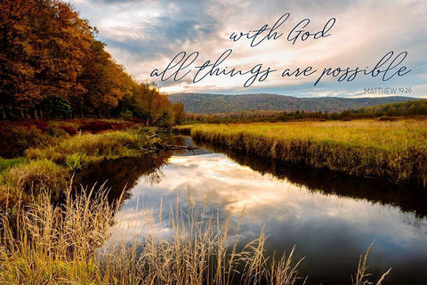 All with God White Modern Wood Framed Art Print with Double Matting by Amos, Andy