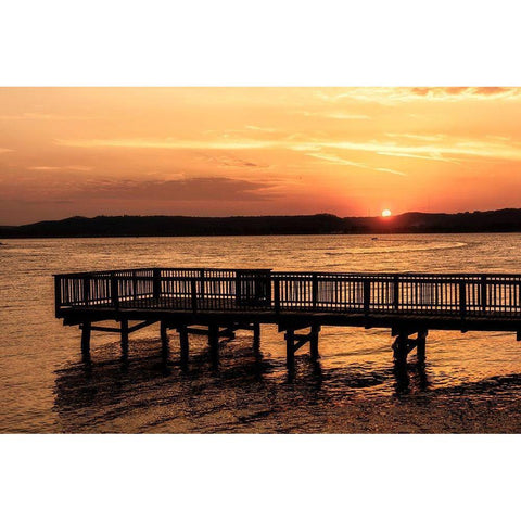 Lake Sunset White Modern Wood Framed Art Print by Amos, Andy