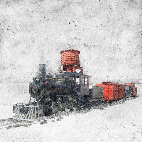 Muted Locomotive White Modern Wood Framed Art Print with Double Matting by Mabat, Ynon