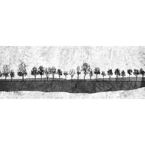 Dark Ink Trees White Modern Wood Framed Art Print by Mabat, Ynon