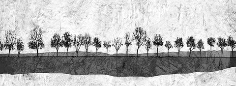 Dark Ink Trees Black Ornate Wood Framed Art Print with Double Matting by Mabat, Ynon