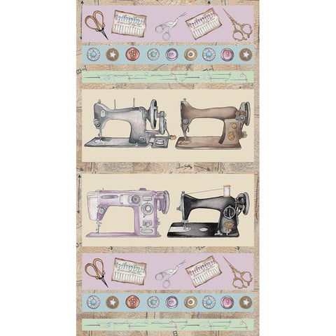 Sewing Machine Panel Black Modern Wood Framed Art Print by Baker, Mary Beth