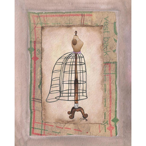 Dress Forms II Gold Ornate Wood Framed Art Print with Double Matting by Baker, Mary Beth