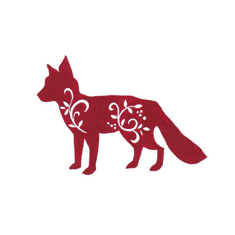 Holiday Decorative Fox Gold Ornate Wood Framed Art Print with Double Matting by Gaynor, Janice