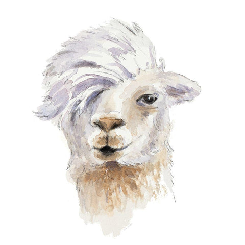 Comb Over Llama Black Modern Wood Framed Art Print by Loreth, Lanie