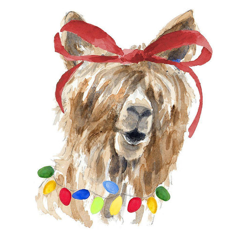 Decked Out Llama I White Modern Wood Framed Art Print with Double Matting by Loreth, Lanie