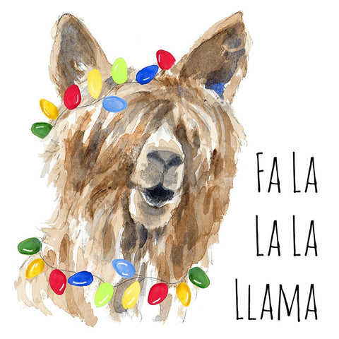 Fa La Llama White Modern Wood Framed Art Print with Double Matting by Loreth, Lanie