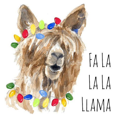 Fa La Llama White Modern Wood Framed Art Print by Loreth, Lanie