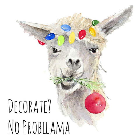 Decorating Prob-Llama White Modern Wood Framed Art Print by Loreth, Lanie