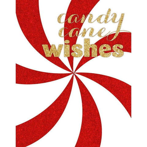 Candy Cane Wishes Gold Ornate Wood Framed Art Print with Double Matting by SD Graphics Studio
