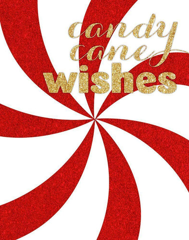 Candy Cane Wishes White Modern Wood Framed Art Print with Double Matting by SD Graphics Studio