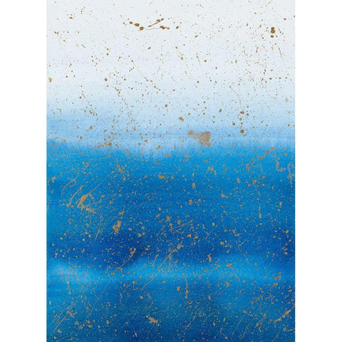 Gold Splash on Blue Black Modern Wood Framed Art Print with Double Matting by Bucheli, Amaya
