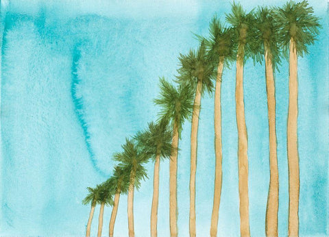 Blue Skies and Palm Trees White Modern Wood Framed Art Print with Double Matting by Bucheli, Amaya