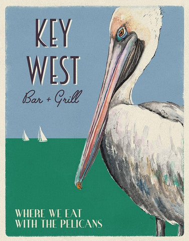 Key West White Modern Wood Framed Art Print with Double Matting by Pinto, Patricia