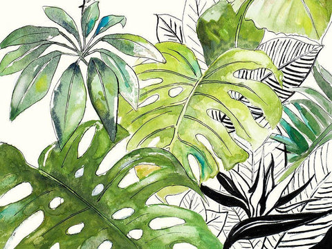 Green Palms Selva I Black Ornate Wood Framed Art Print with Double Matting by Pinto, Patricia