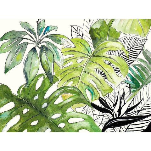 Green Palms Selva I White Modern Wood Framed Art Print by Pinto, Patricia