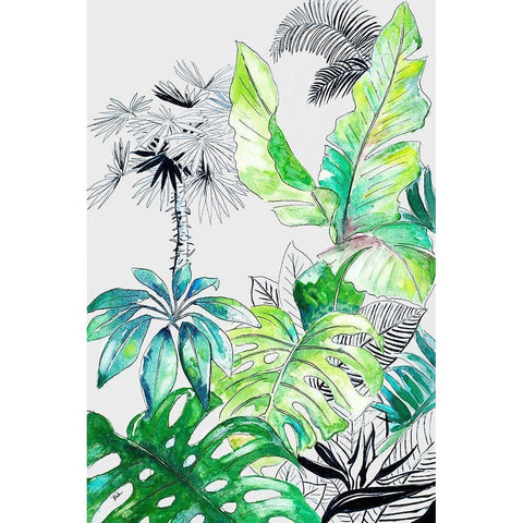 Teal Palm Selva I Black Modern Wood Framed Art Print by Pinto, Patricia