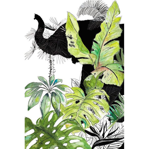 Elefante Negro I White Modern Wood Framed Art Print by Pinto, Patricia