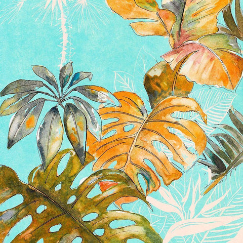 Palma Selvas on Blue I White Modern Wood Framed Art Print with Double Matting by Pinto, Patricia