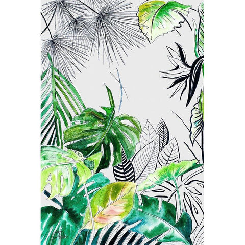 Teal Palm Selva II Black Modern Wood Framed Art Print with Double Matting by Pinto, Patricia