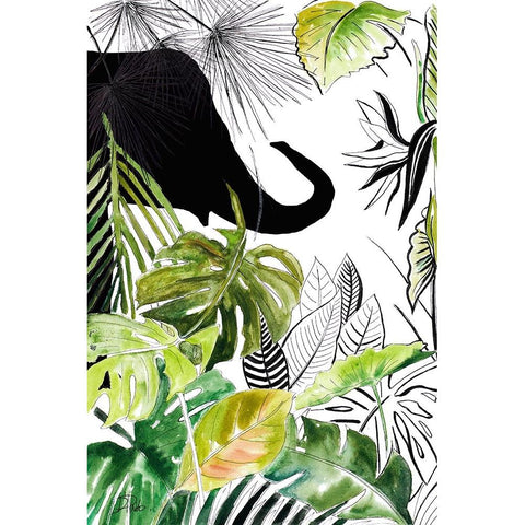 Elefante Negro II White Modern Wood Framed Art Print by Pinto, Patricia