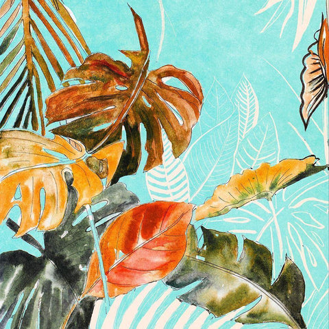 Palma Selvas on Blue II Black Modern Wood Framed Art Print with Double Matting by Pinto, Patricia