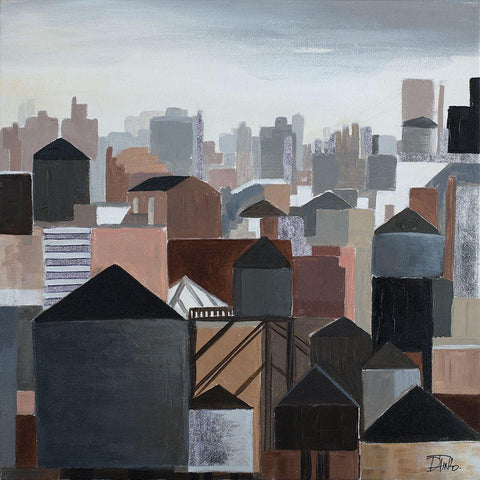 Urban Black Modern Wood Framed Art Print with Double Matting by Pinto, Patricia