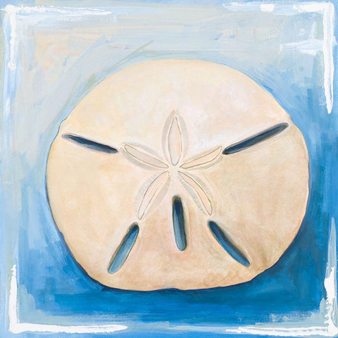 Sand Dollar on Blue White Modern Wood Framed Art Print by Diannart