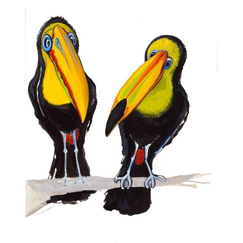 Two Toucans Black Modern Wood Framed Art Print with Double Matting by Diannart