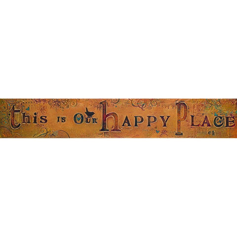 This is our Happy Place Gold Ornate Wood Framed Art Print with Double Matting by Kinnison, Carolyn