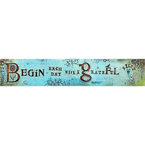 Begin Each Day Black Modern Wood Framed Art Print by Kinnison, Carolyn