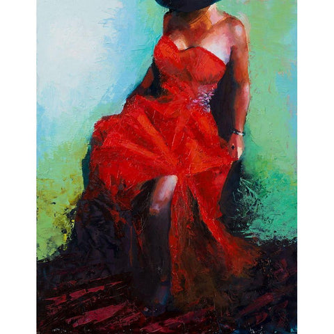 Lady in Red White Modern Wood Framed Art Print by Green, Jenny