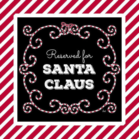 Reserved for Santa on Candy Cane Red Stripes White Modern Wood Framed Art Print with Double Matting by Metz, Andi