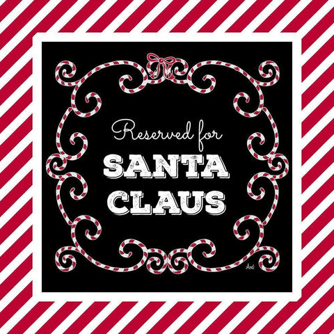 Reserved for Santa on Candy Cane Red Stripes Black Modern Wood Framed Art Print by Metz, Andi