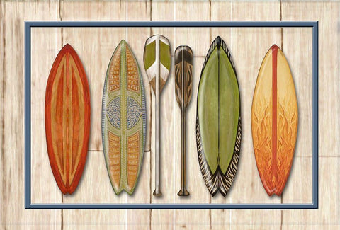 Paddle Line Up White Modern Wood Framed Art Print with Double Matting by Diannart