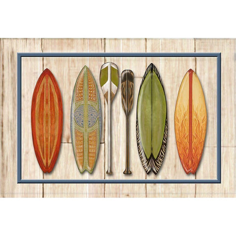 Paddle Line Up Black Modern Wood Framed Art Print by Diannart