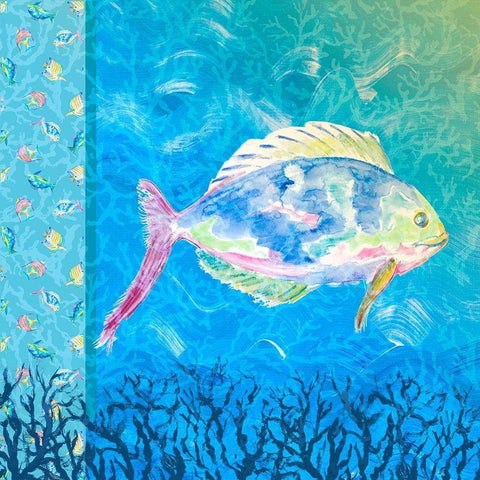 Under the Sea I White Modern Wood Framed Art Print with Double Matting by DeRice, Julie