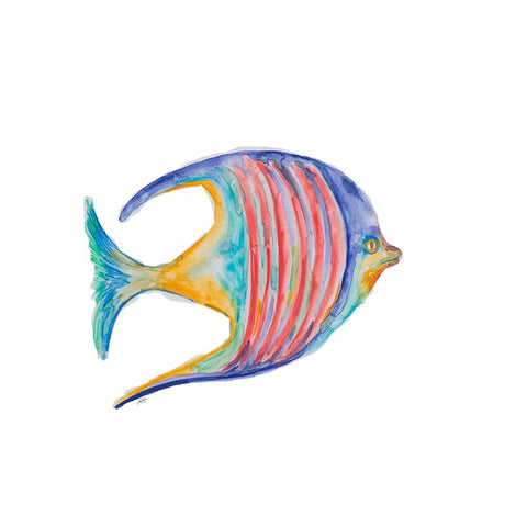 Swim with the Fish III White Modern Wood Framed Art Print with Double Matting by DeRice, Julie