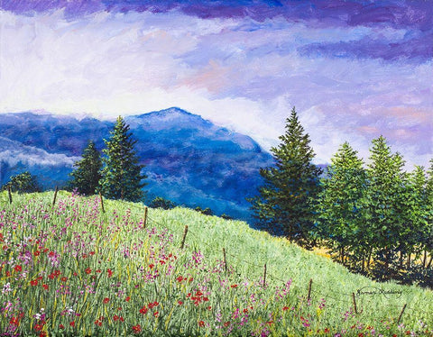 Summer Blues Black Ornate Wood Framed Art Print with Double Matting by Redding, James