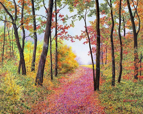 Autumns Poetry White Modern Wood Framed Art Print with Double Matting by Redding, James
